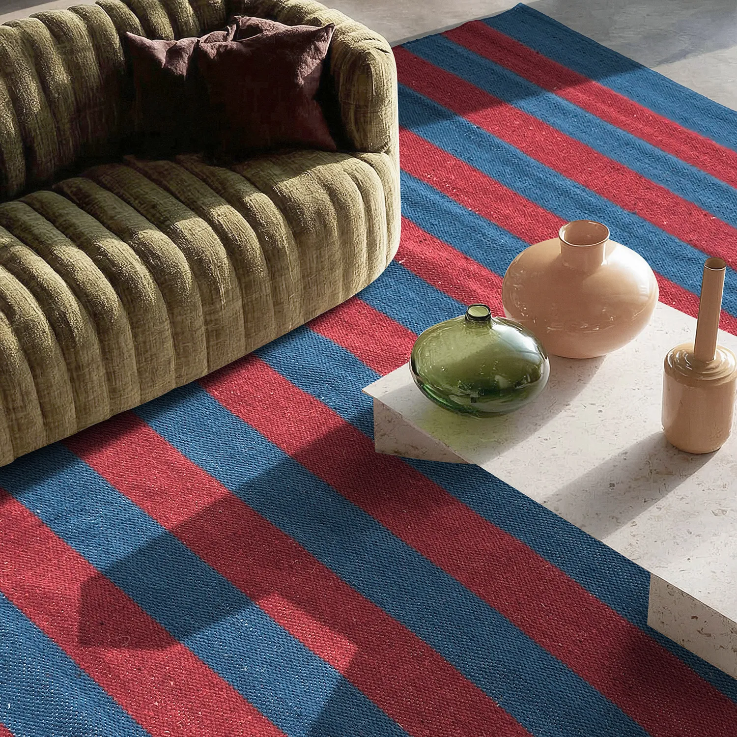 Tapis Coton - Nilo (rouge/bleu)