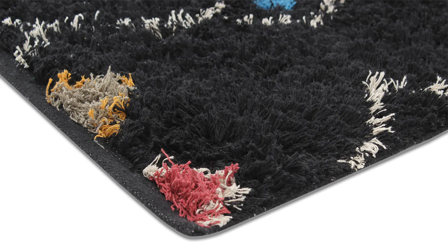 Tapis à poils longs - Marden Natural Cotton Shaggy (noir/multicolore)