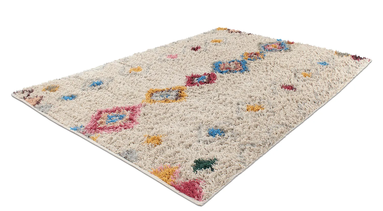 Tapis à poils longs - Marden Natural Cotton Shaggy (beige/multicolore)