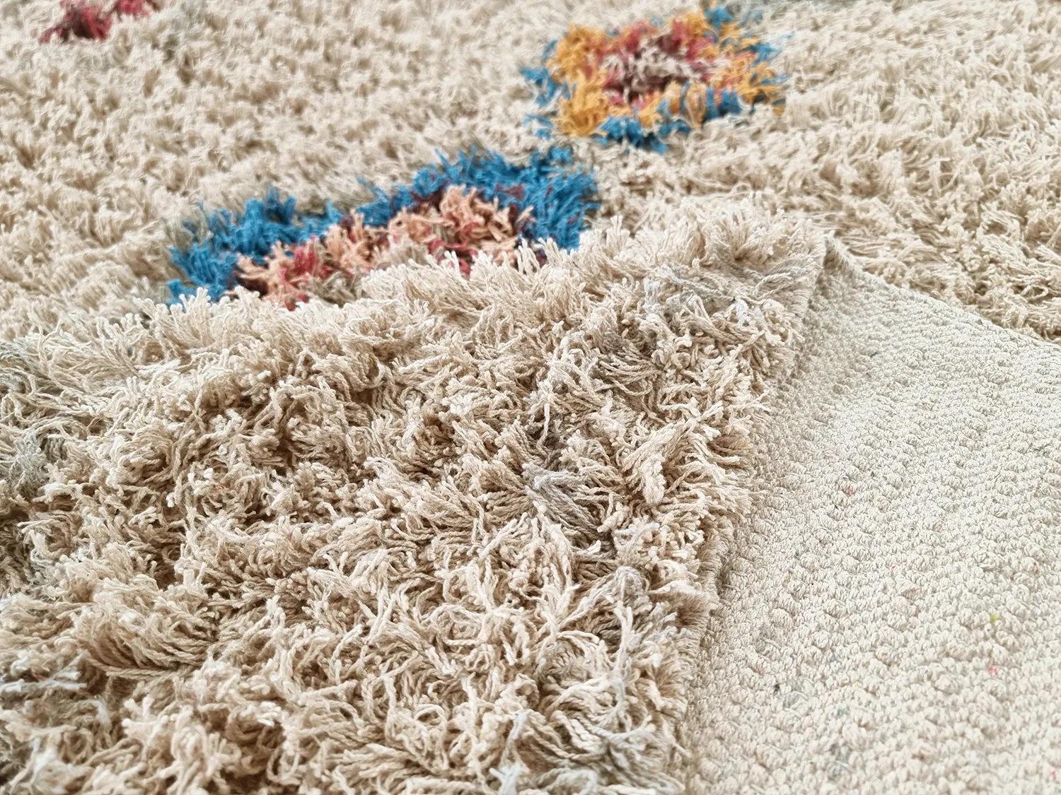 Tapis à poils longs - Marden Natural Cotton Shaggy (beige/multicolore)