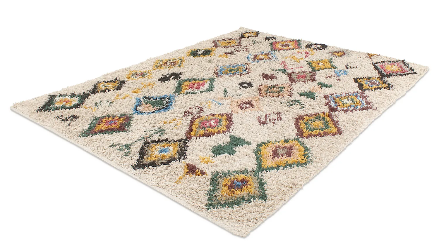 Tapis à poils longs - Siddel Natural Cotton Shaggy (beige/multicolore)