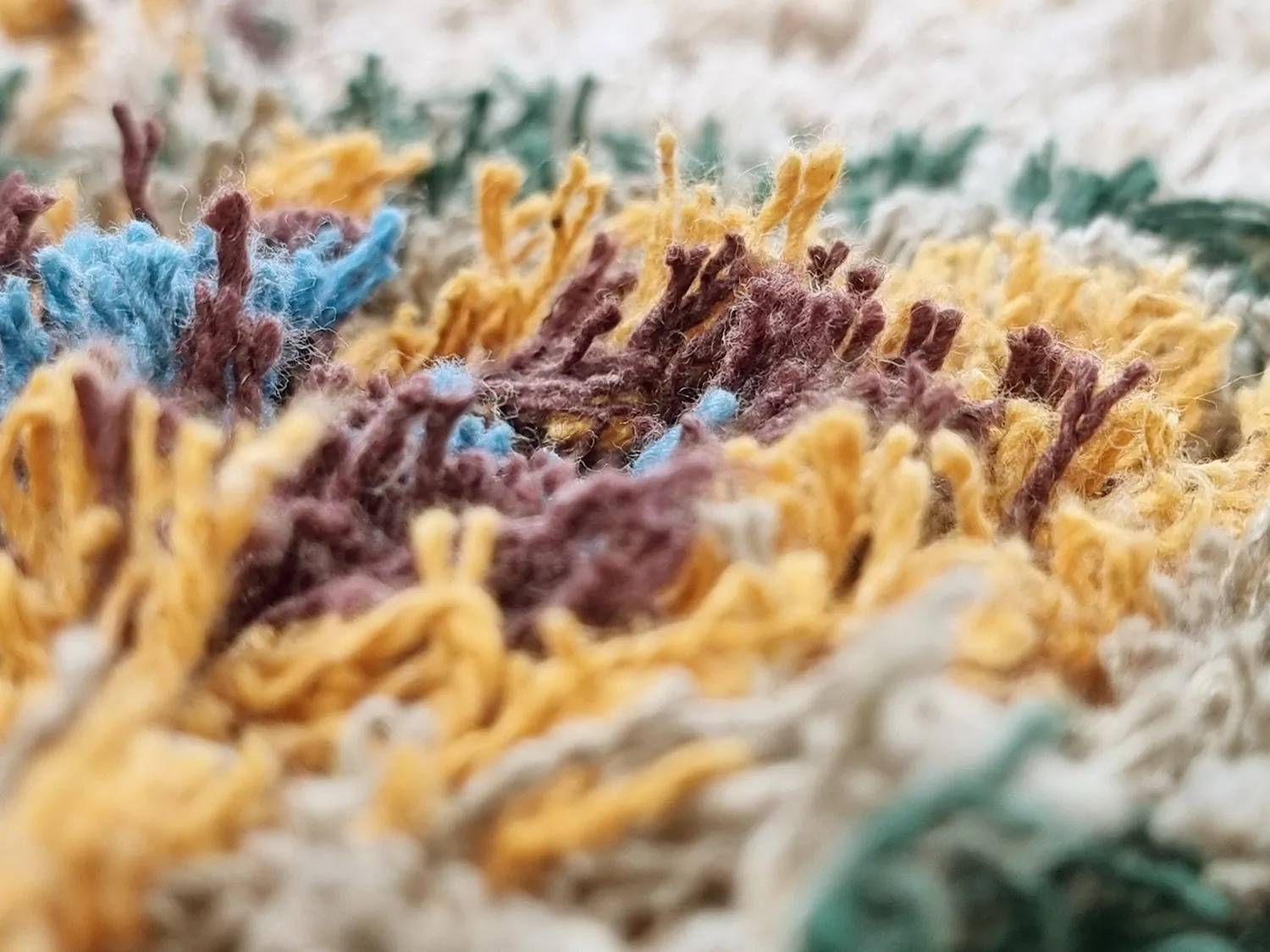 Tapis à poils longs - Siddel Natural Cotton Shaggy (beige/multicolore)