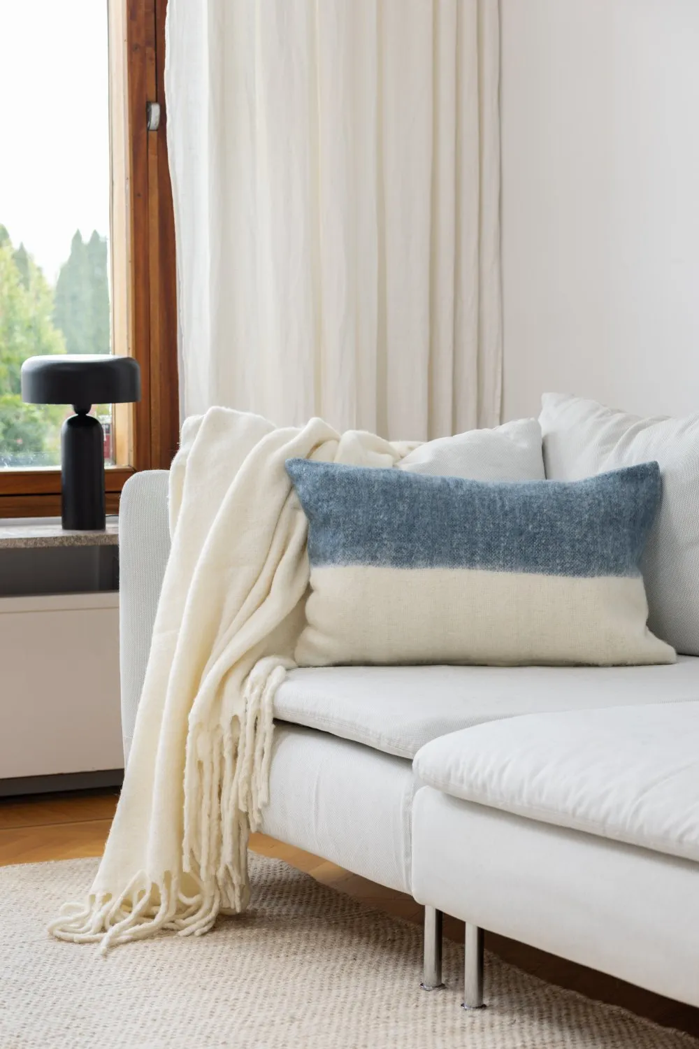 Housse de coussin en mélange de laine - Carrie (bleu)