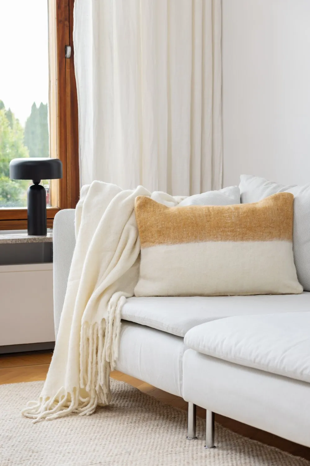 Housse de coussin en mélange de laine - Carrie (jaune)