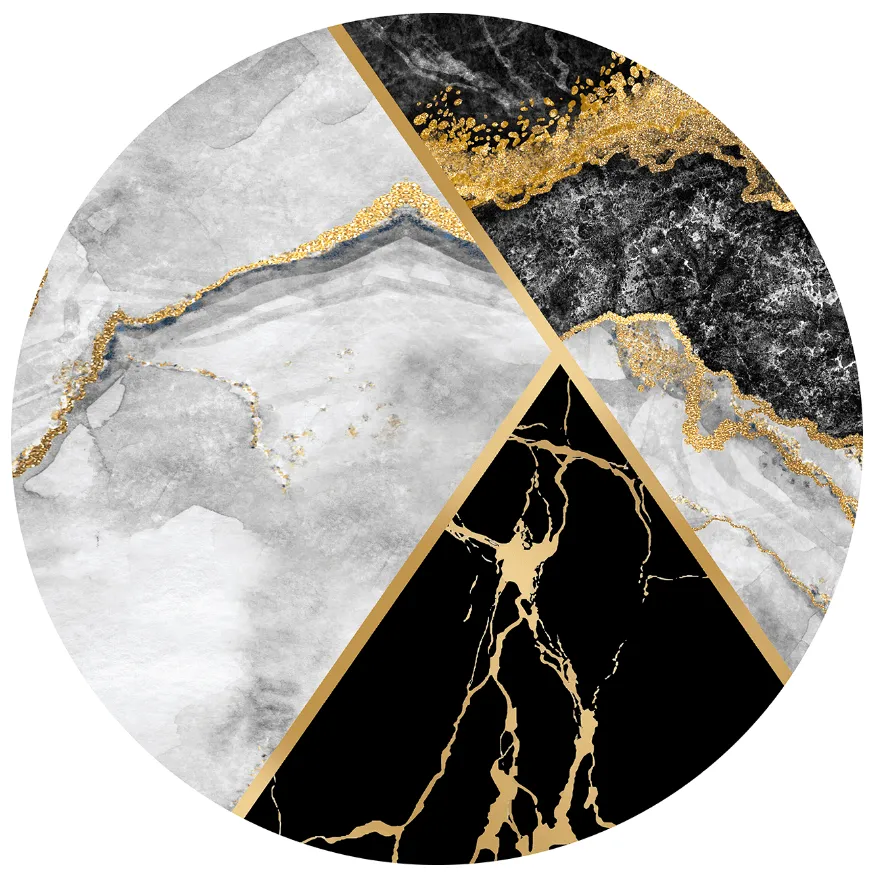 Tapis rond - Cassa (gris/noir/doré)