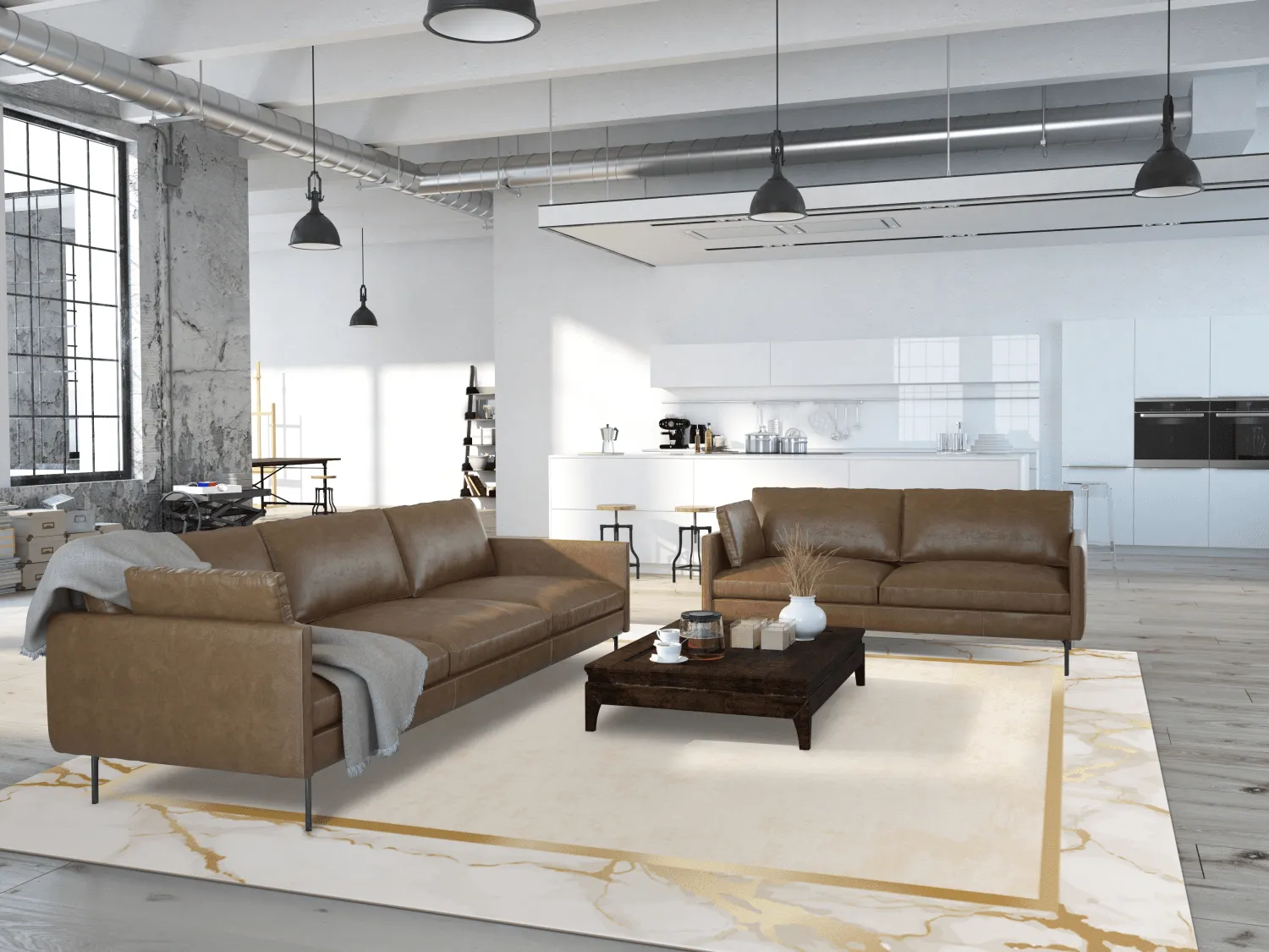Tapis Wilton - Cerasia (beige/blanc/doré)