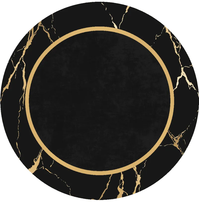 Tapis rond - Cerasia (noir/doré)