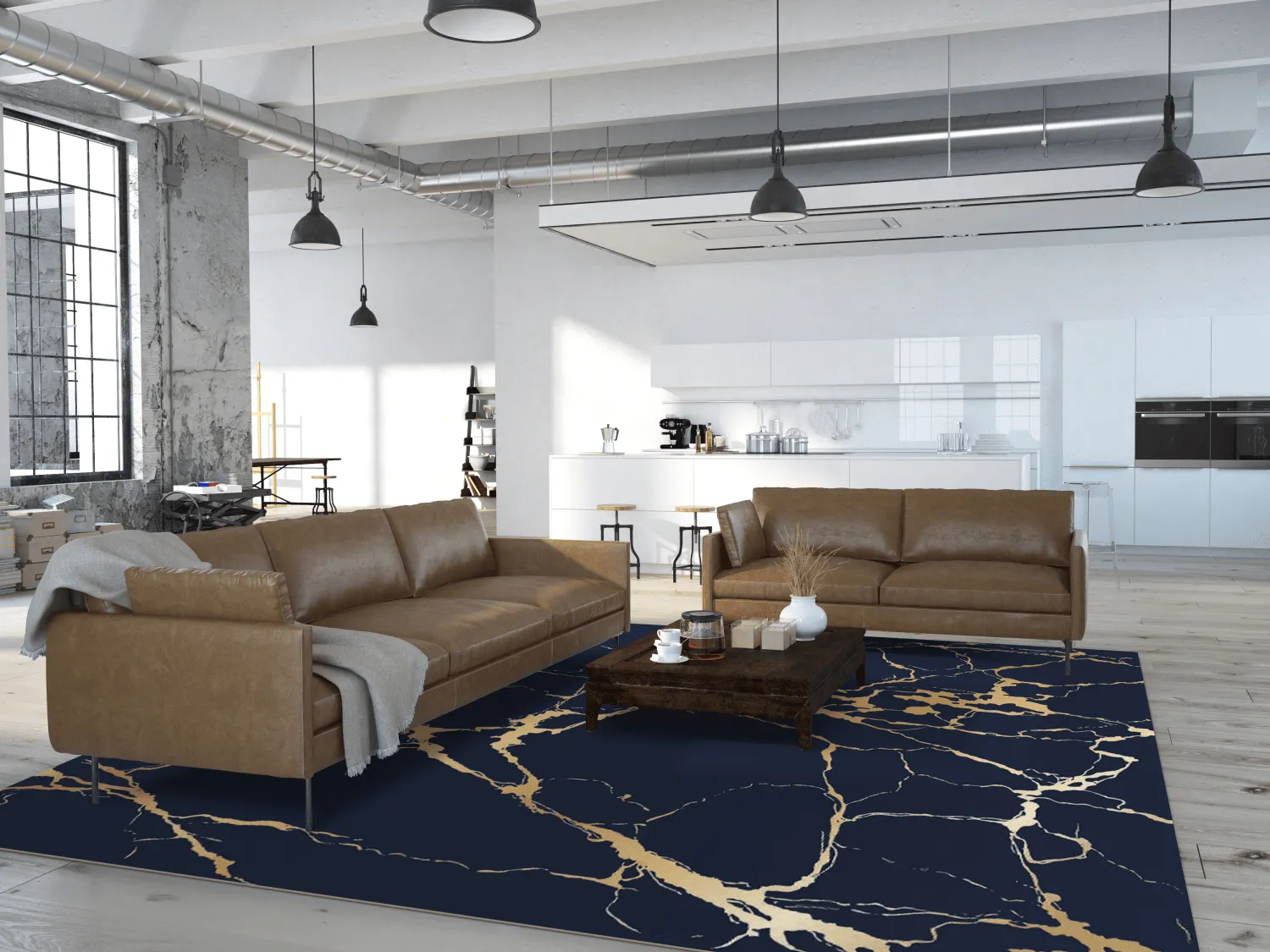 Tapis Wilton - Cesina (noir/doré)