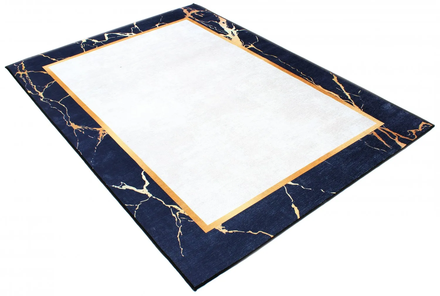 Tapis Wilton - Cerasia (bleu foncé/blanc/doré)