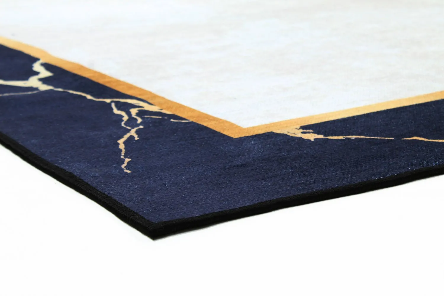 Tapis Wilton - Cerasia (bleu foncé/blanc/doré)