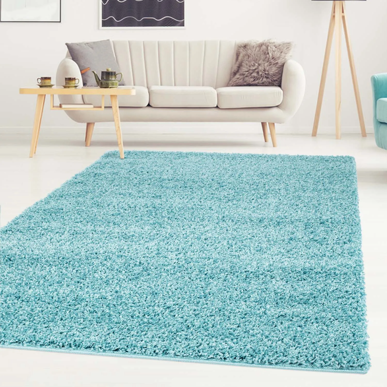 Tapis à poils longs - Trim (turquoise)