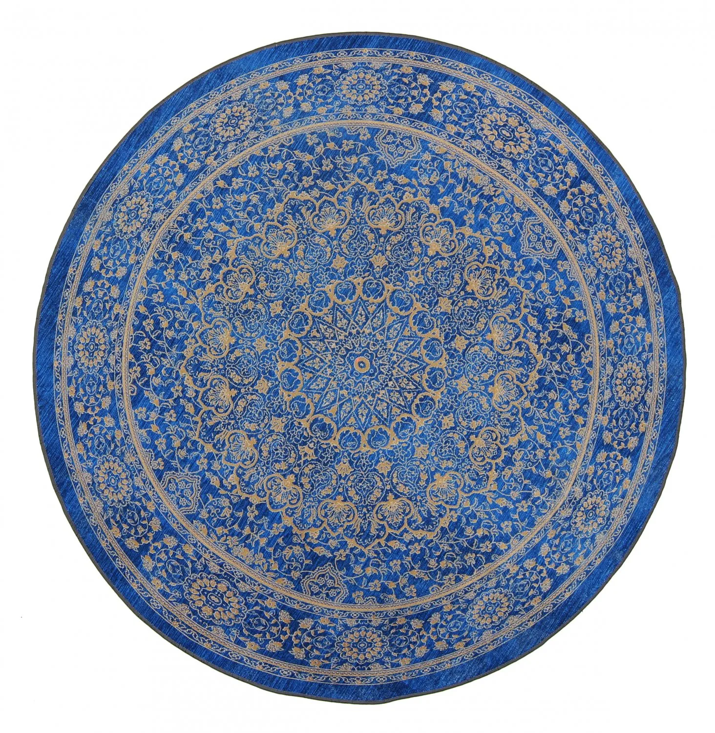 Tapis rond - Vinadio (bleu/doré)