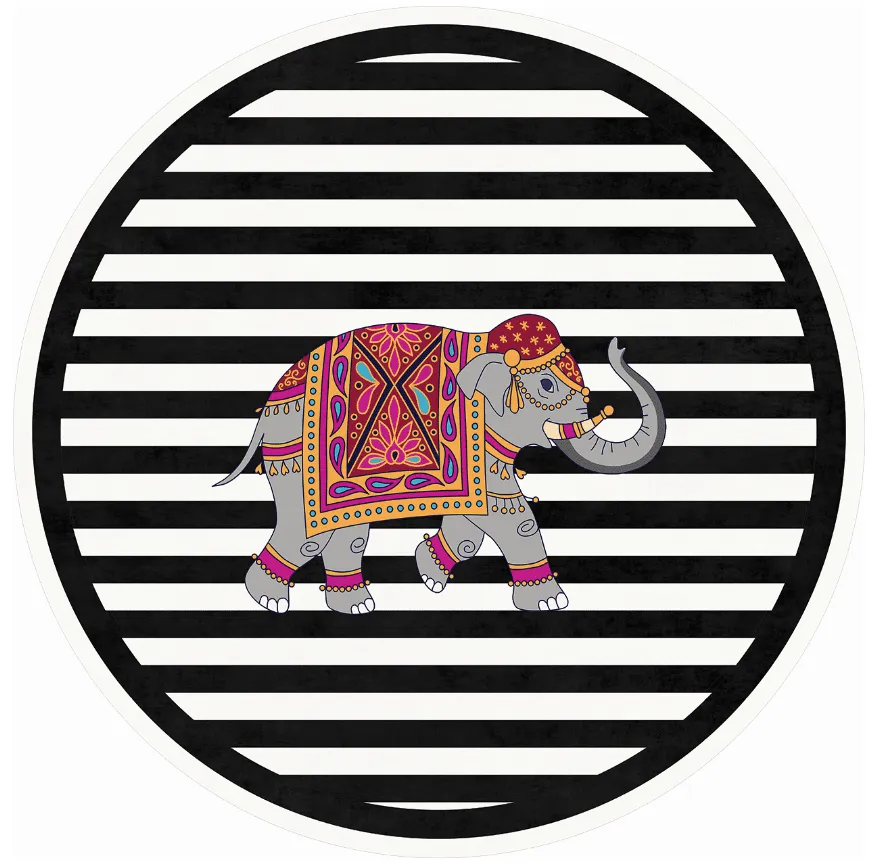 Tapis rond - Develi (noir/blanc)