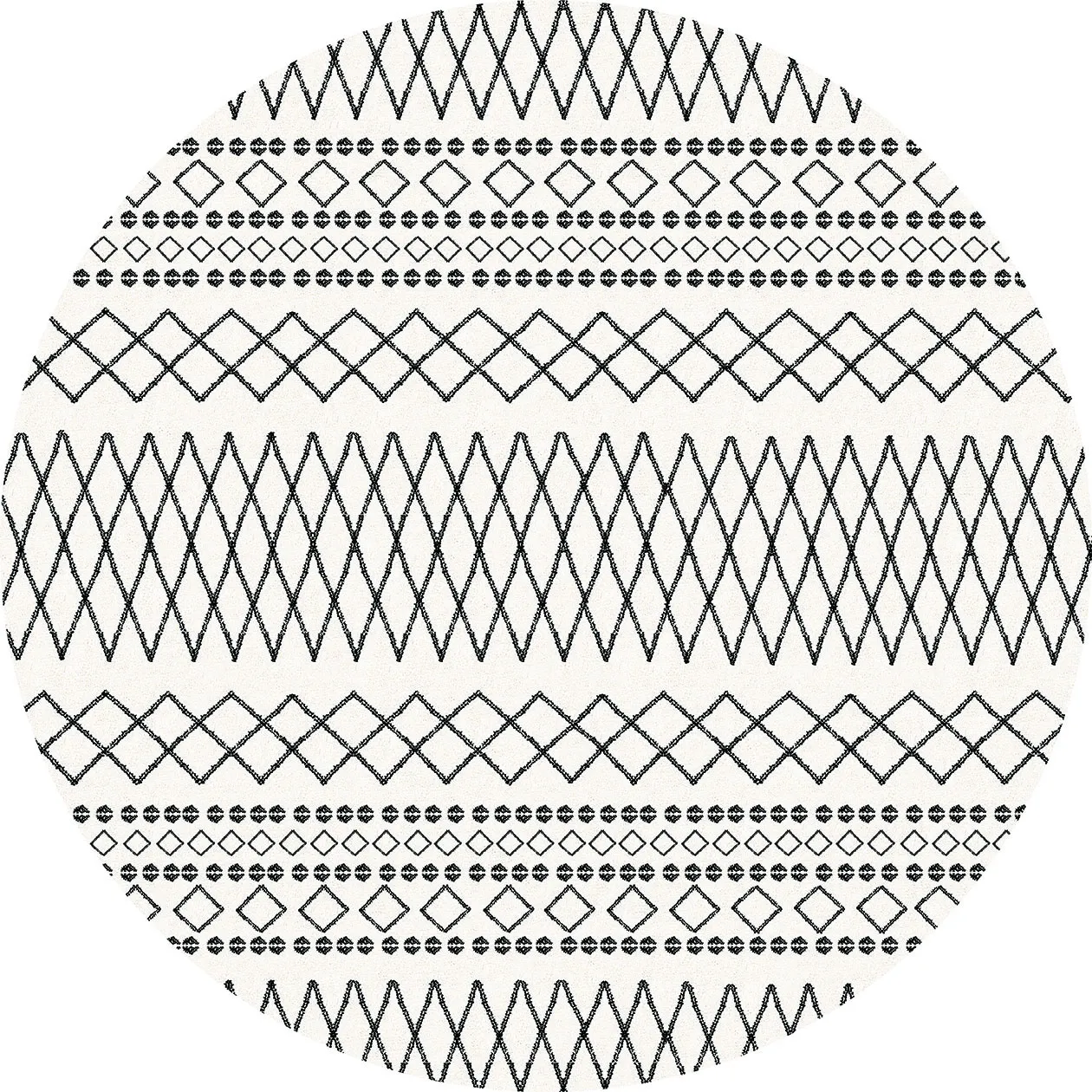 Tapis rond - Safi (noir/blanc)