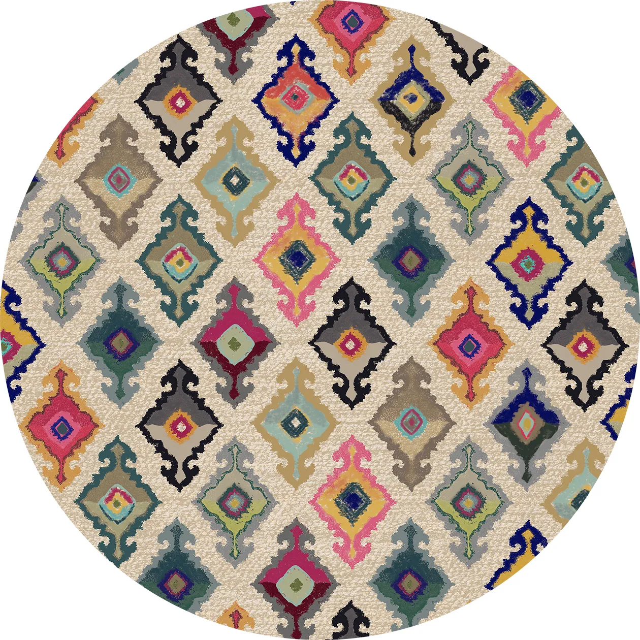 Tapis rond - Isparta (multicolore)