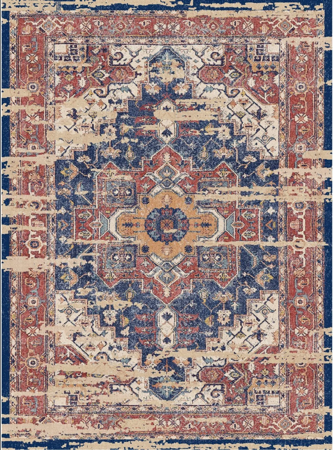Tapis Wilton - Darnah (rouge/multicolore)