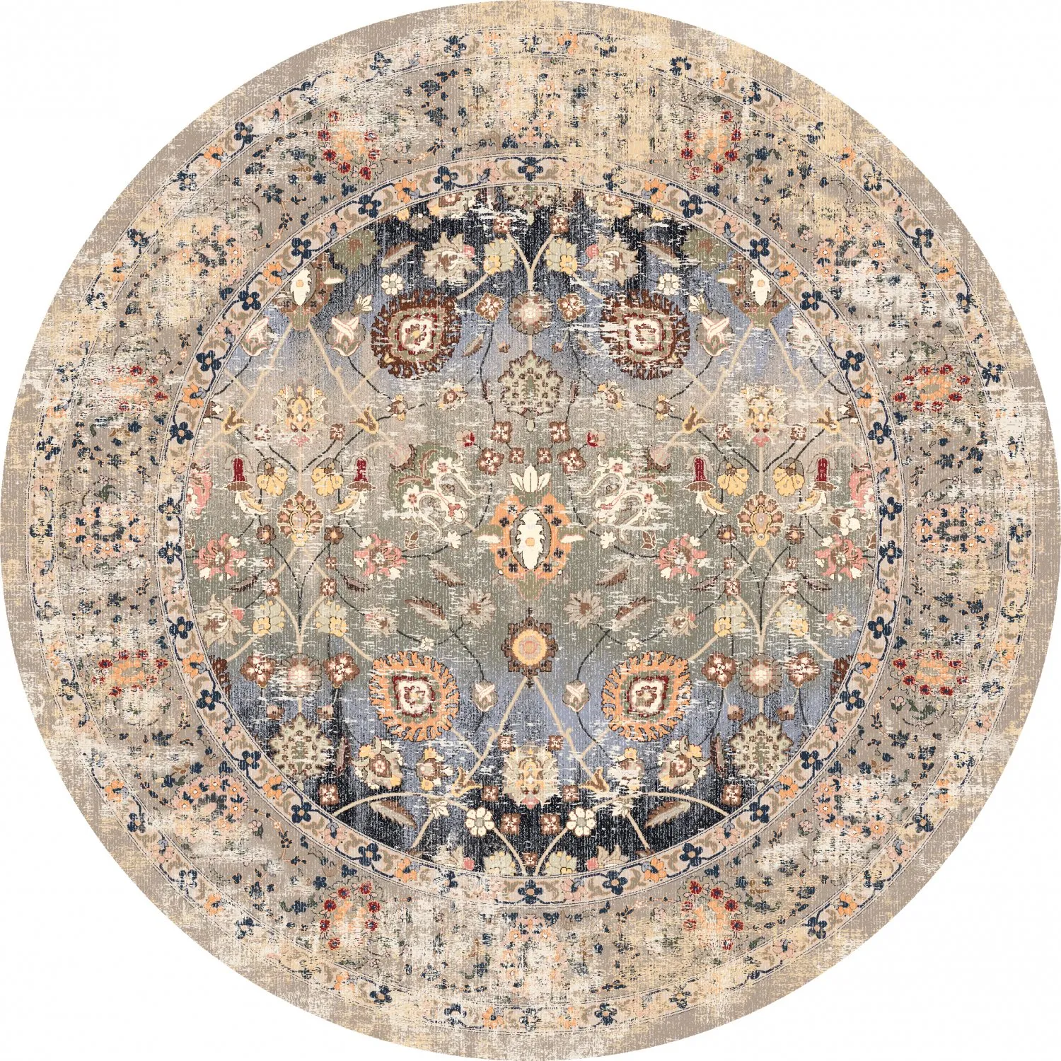 Tapis rond - Bouhjar (beige/multicolore)