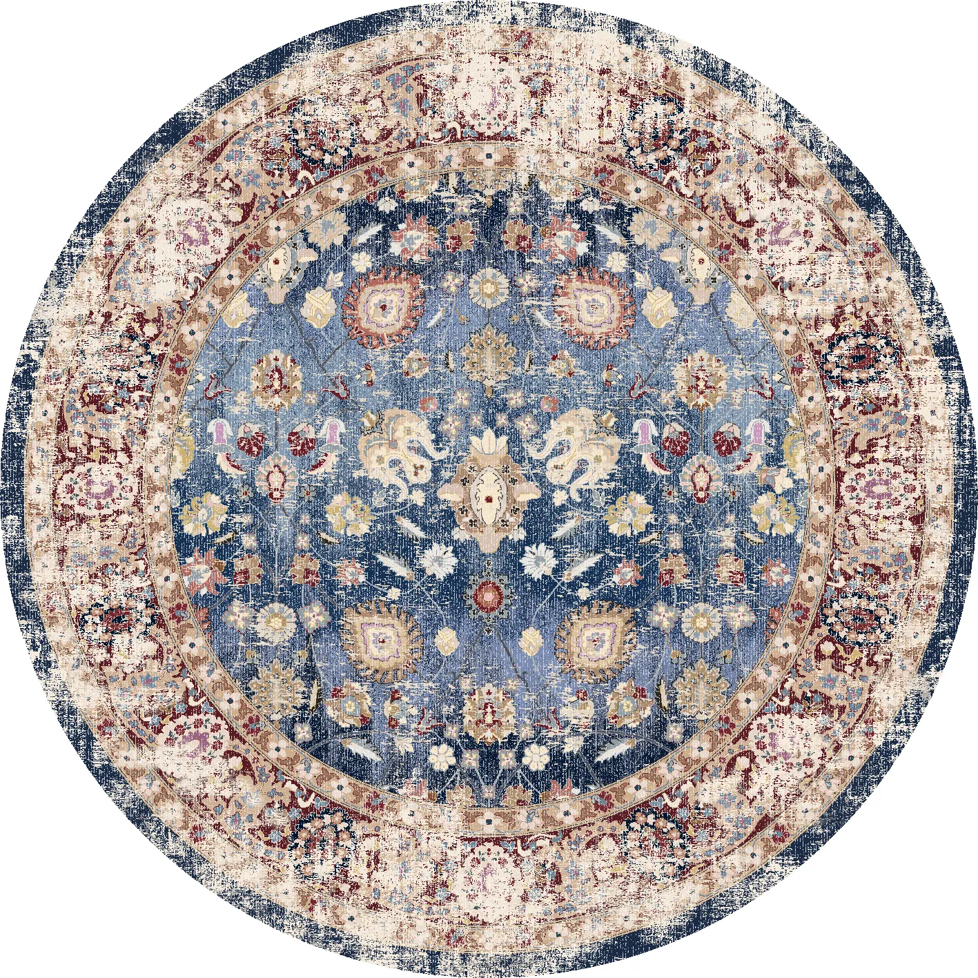 Tapis rond - Bouhjar (bleu foncé/multicolore)