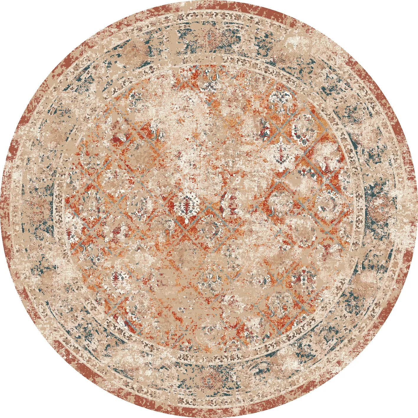 Tapis rond - Douz (rouge/multicolore)