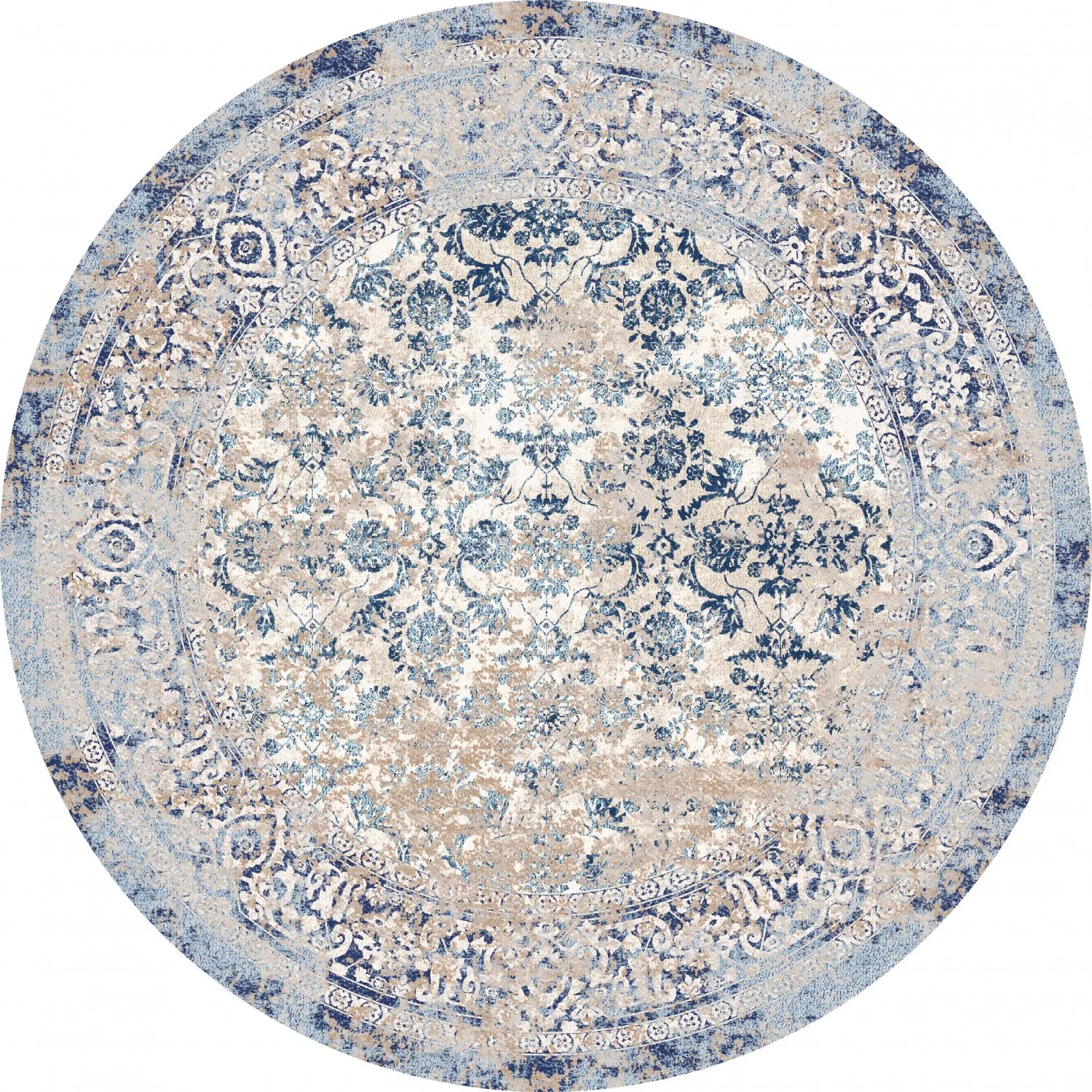 Tapis rond - Denizli (bleu)