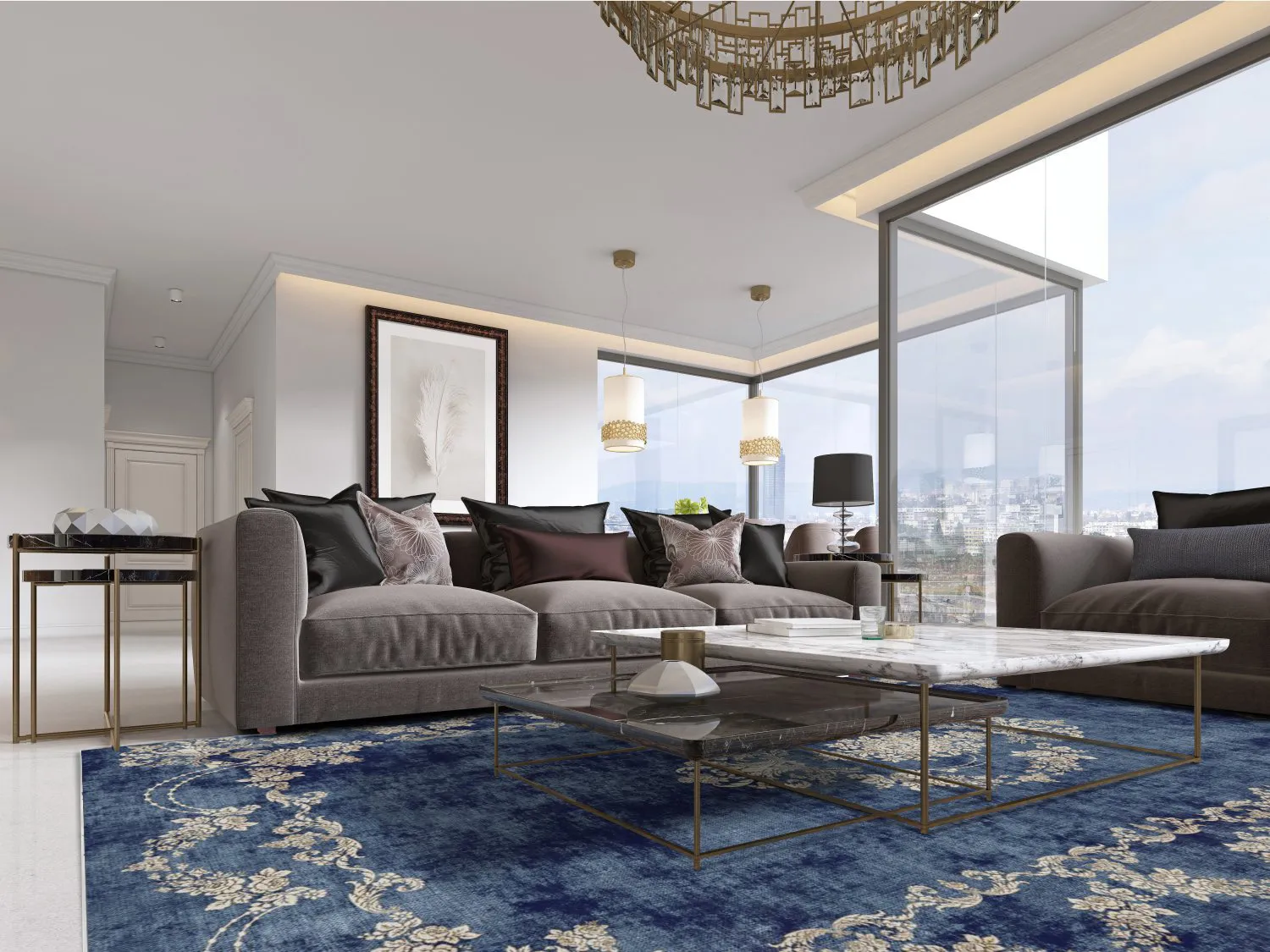 Tapis Wilton - Taknis (bleu)