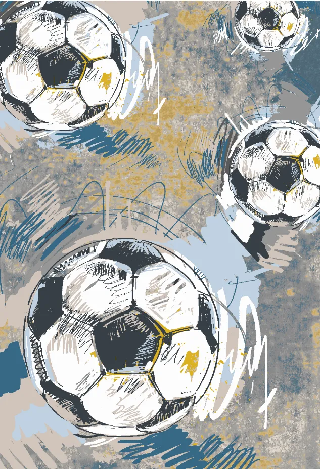 Tapis enfant - Cartoon Footballs (multicolore)