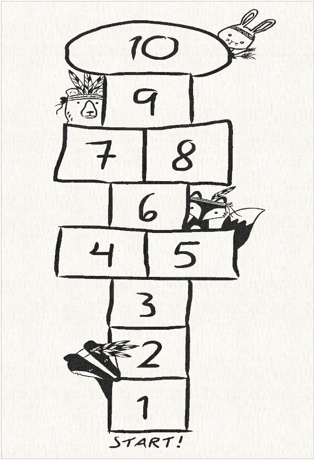 Tapis enfant - Hopscotch Animals (blanc)