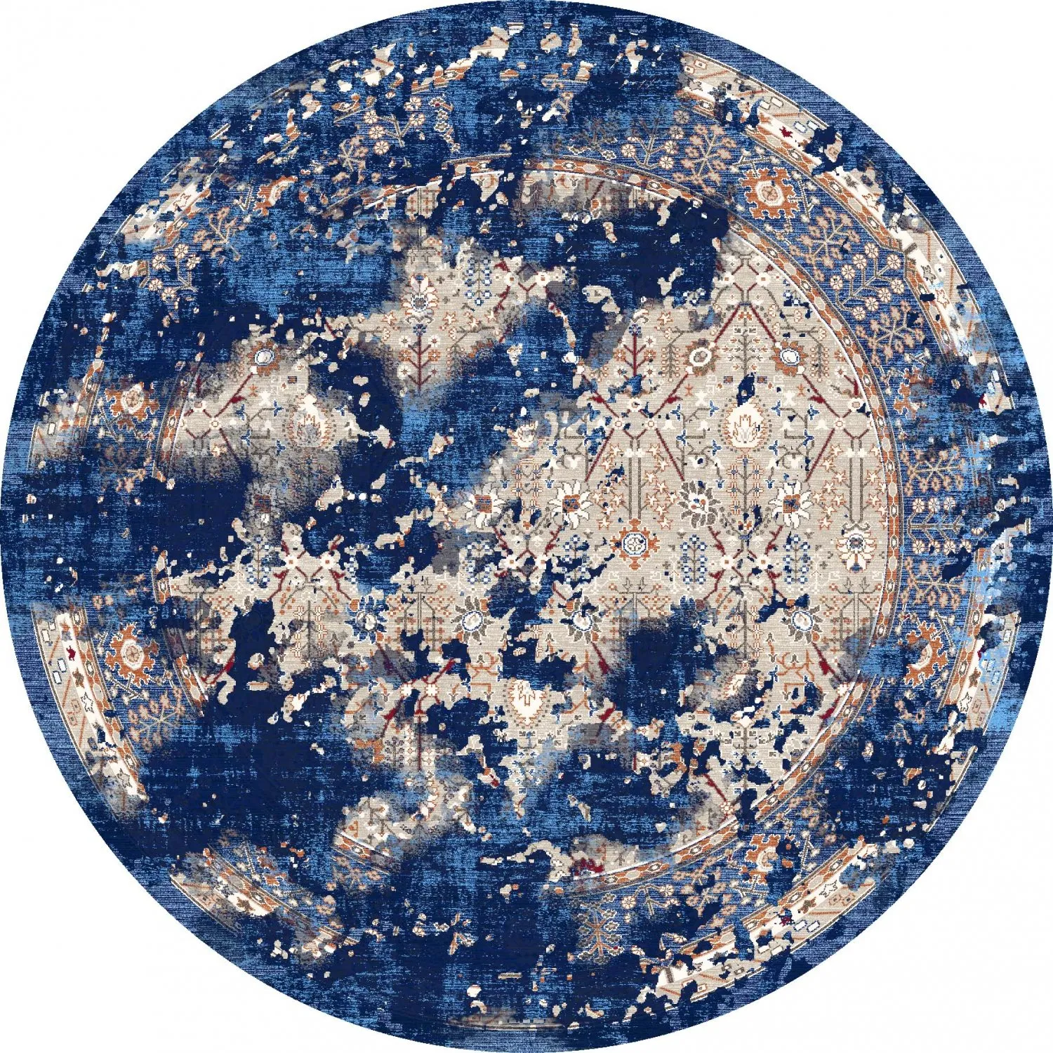 Tapis rond - Temima (bleu)