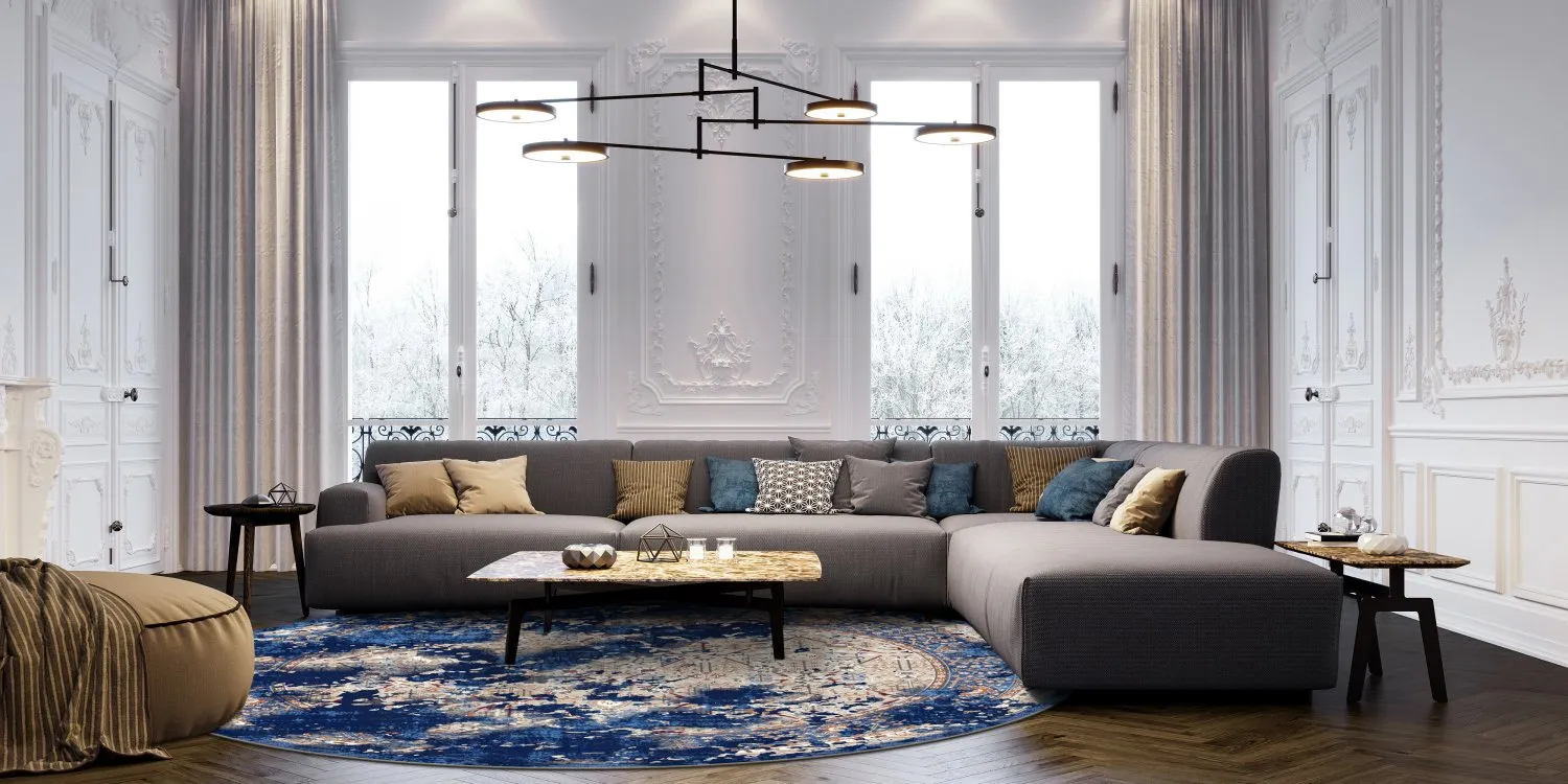 Tapis rond - Temima (bleu)