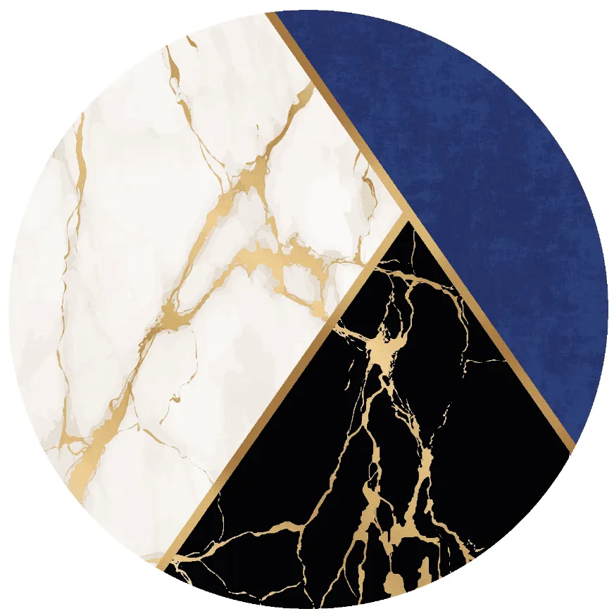 Tapis rond - Canelli (noir/blanc/bleu)