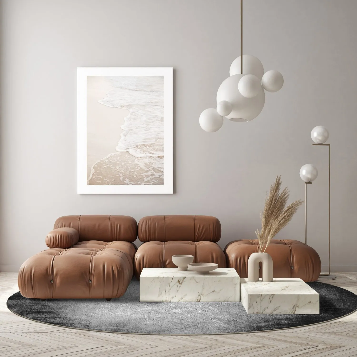 Tapis rond - Megara (gris)