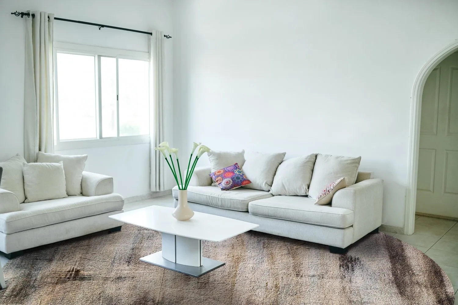 Tapis rond - Polia (gris/marron)