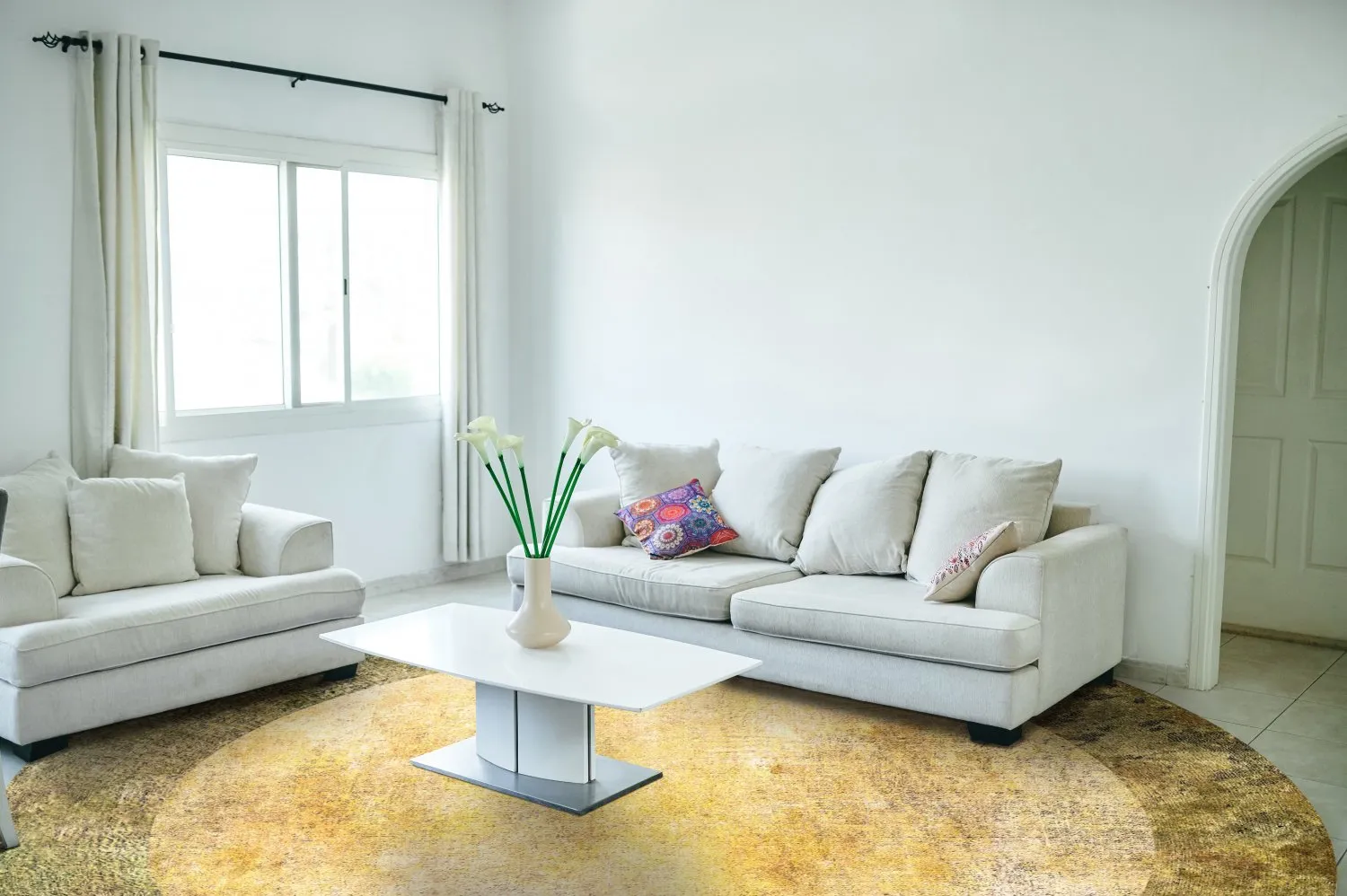 Tapis rond - Campana (beige/jaune)