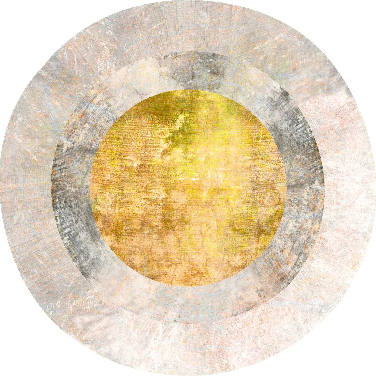Tapis rond - Budoni (gris/beige/jaune)