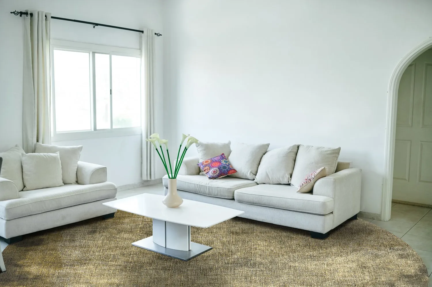 Tapis rond - Taberno (gris/beige)