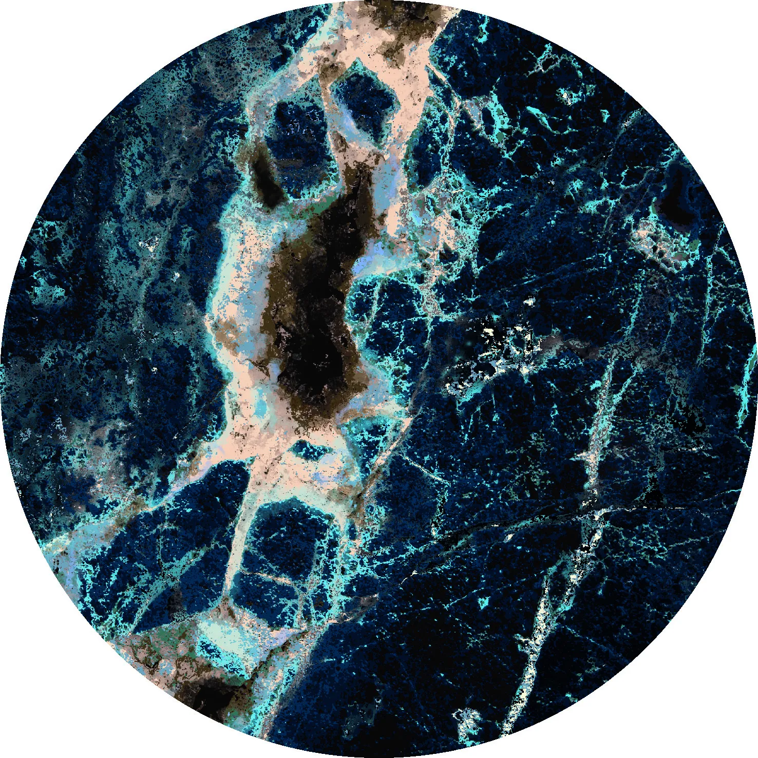 Tapis rond - Narbolia (bleu/multicolore)