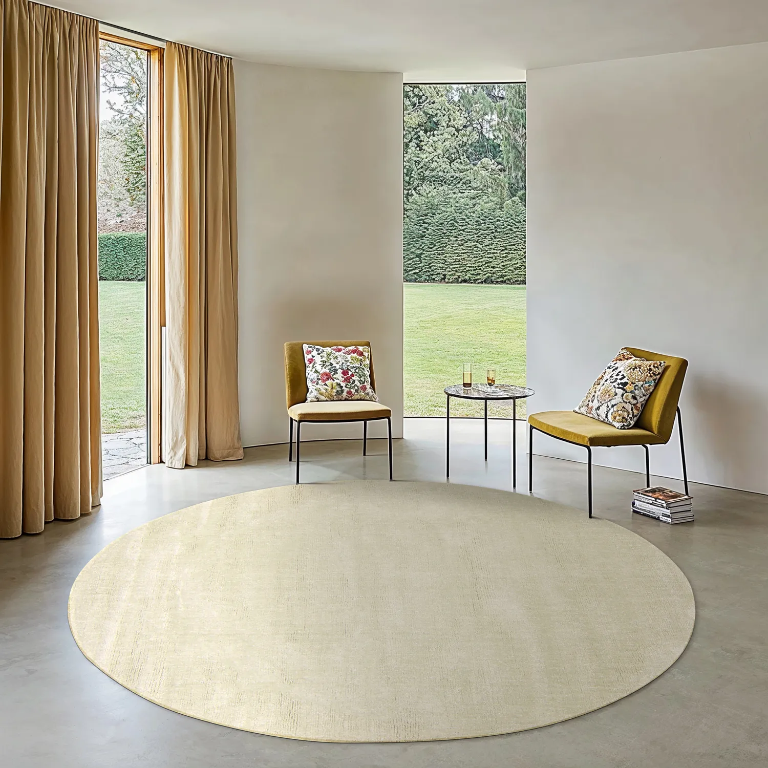 Tapis rond - PET recyclé avec aspect viscose (vert menthe)