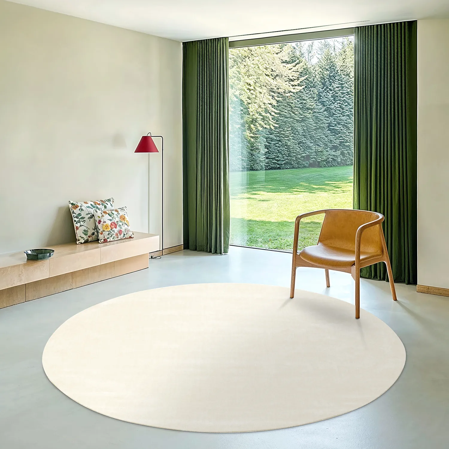 Tapis rond - PET recyclé avec aspect viscose (blanc cassé)