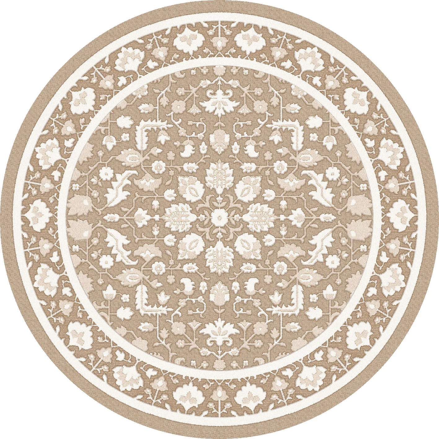 Tapis rond - Ember (beige/blanc cassé)