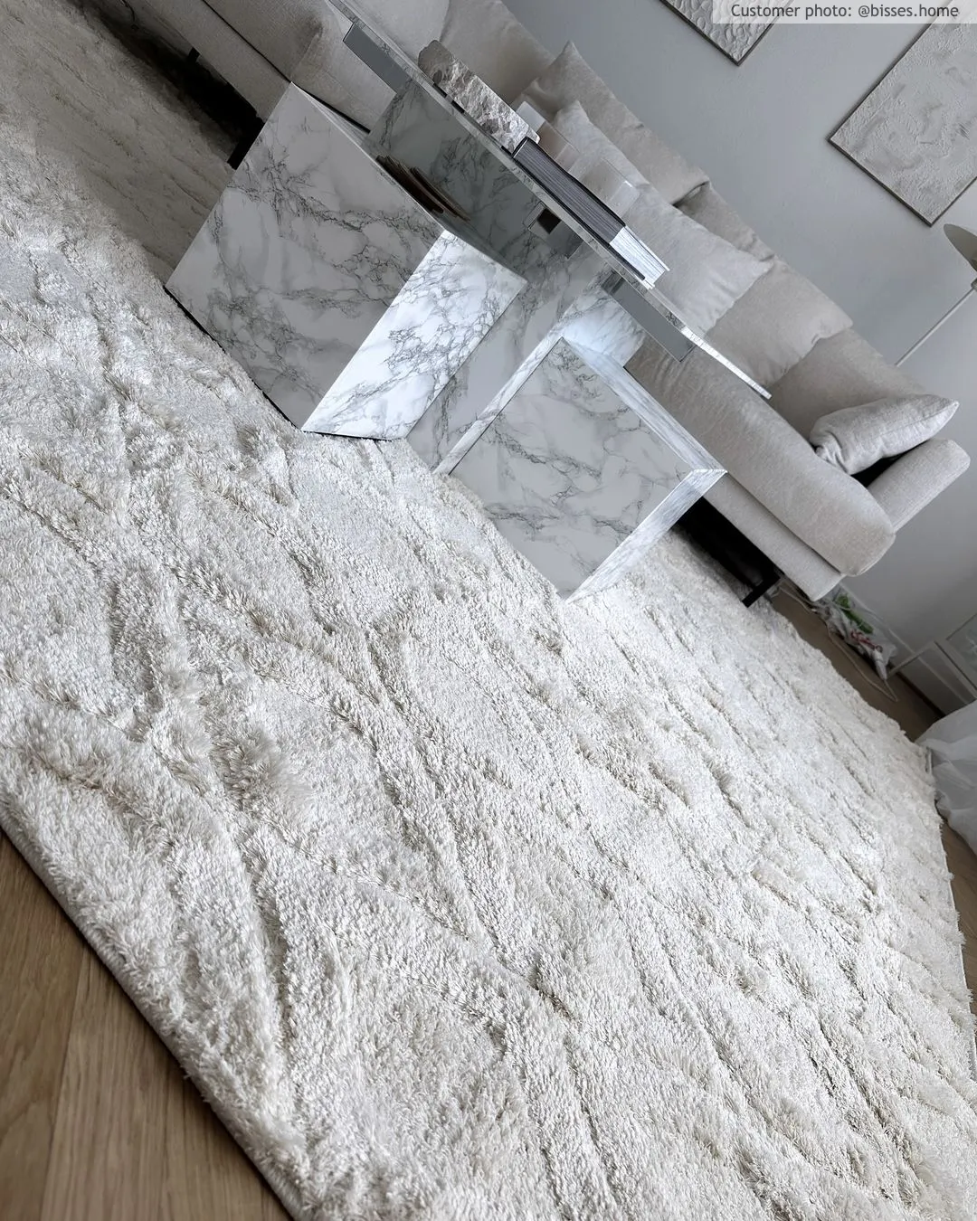 Tapis à poils longs - Everett (blanc cassé)