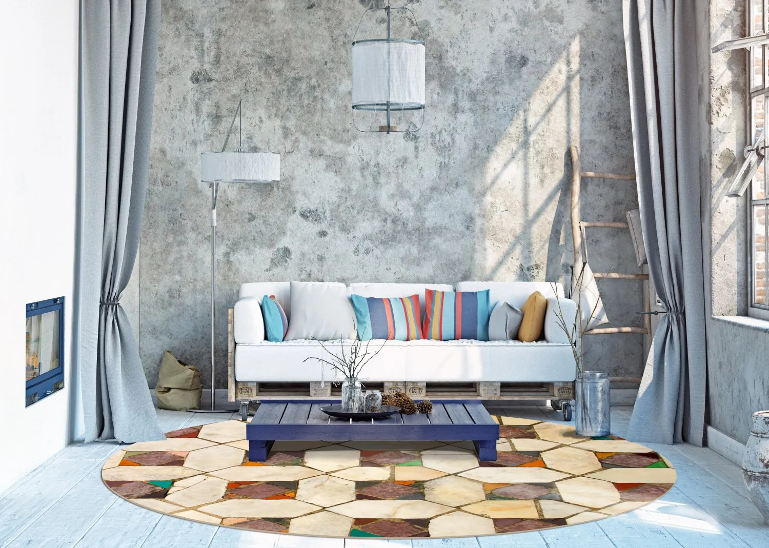 Tapis rond - Evisa (multicolore)