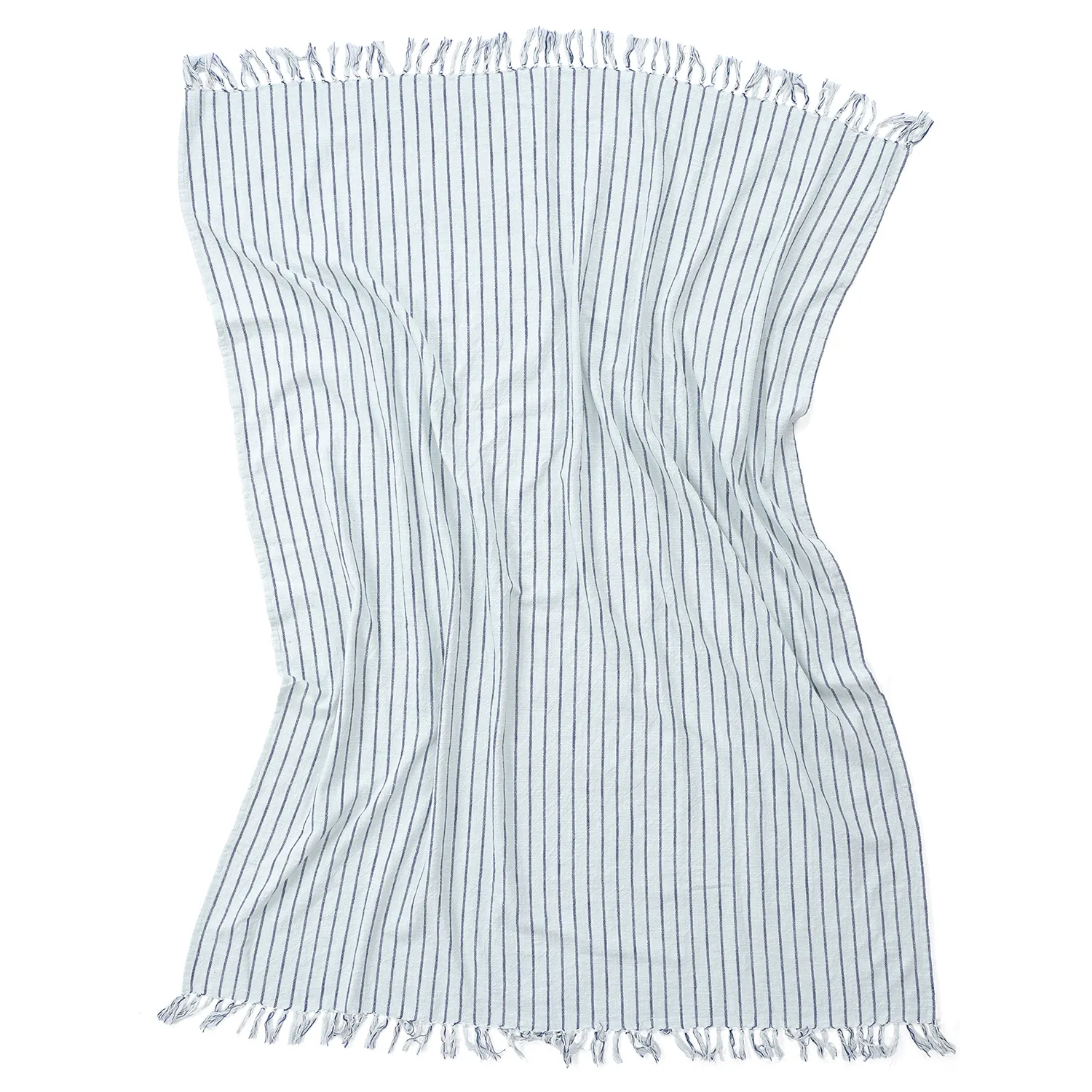 Couvertures - Rumi stripe cotton throw (bleu clair/marine/crème)