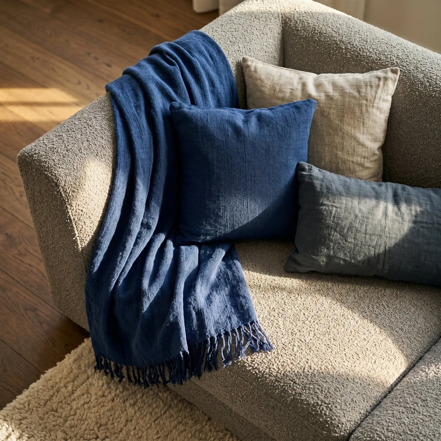 Couvertures - Veya cotton throw (bleu marine)