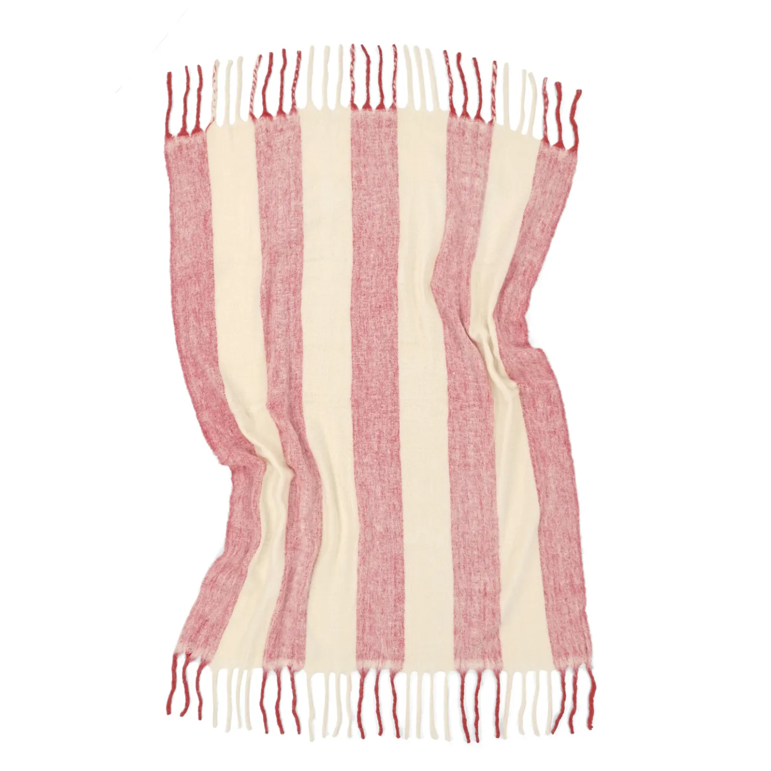 Plaids - Plaid en mélange de laine - Beatriz Stripe (rouge/blanc)