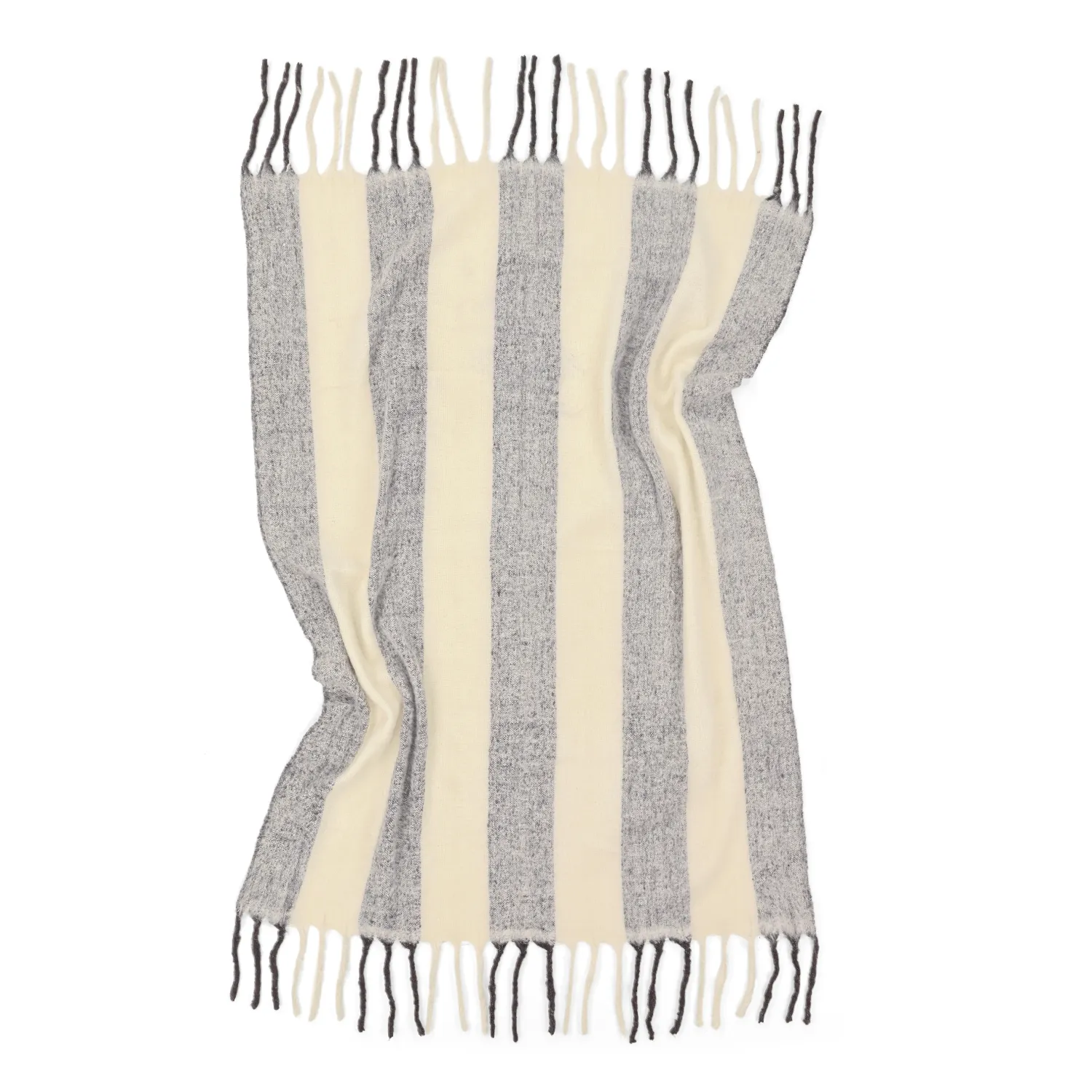Plaids - Plaid en mélange de laine - Beatriz Stripe (noir/blanc)