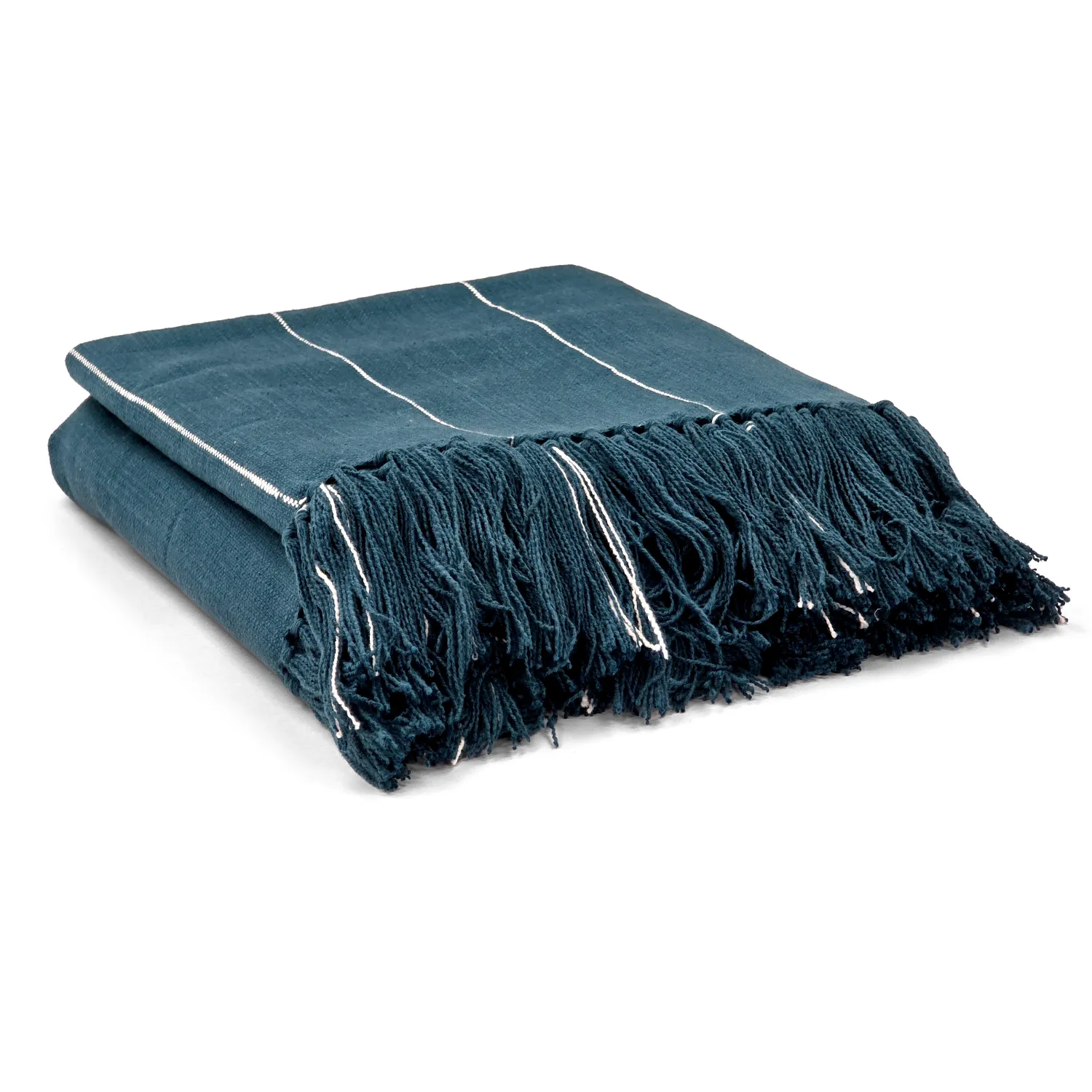 Plaids - Plaid en coton - Martina Stripe (bleu/blanc)