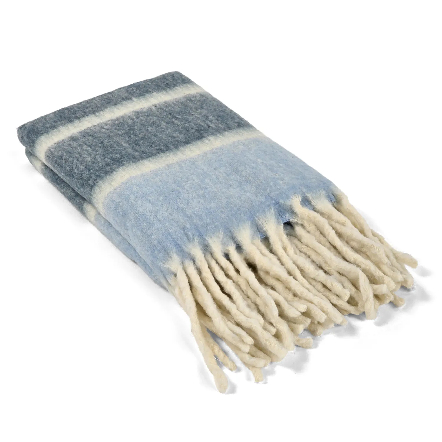 Plaid en mélange de laine - Charlotte (bleu)