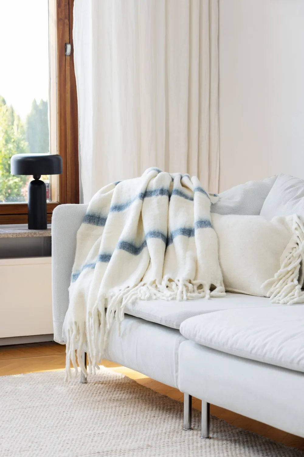 Plaid en mélange de laine - Miranda (bleu)
