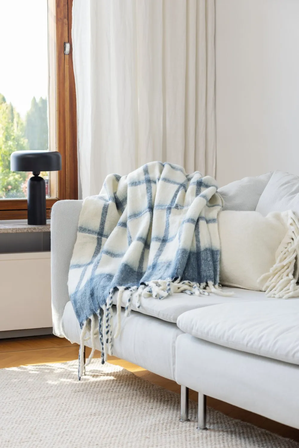 Plaid en mélange de laine - Rachel (bleu)