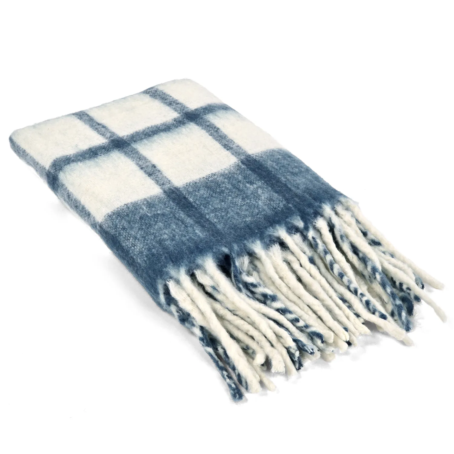 Plaid en mélange de laine - Rachel (bleu)